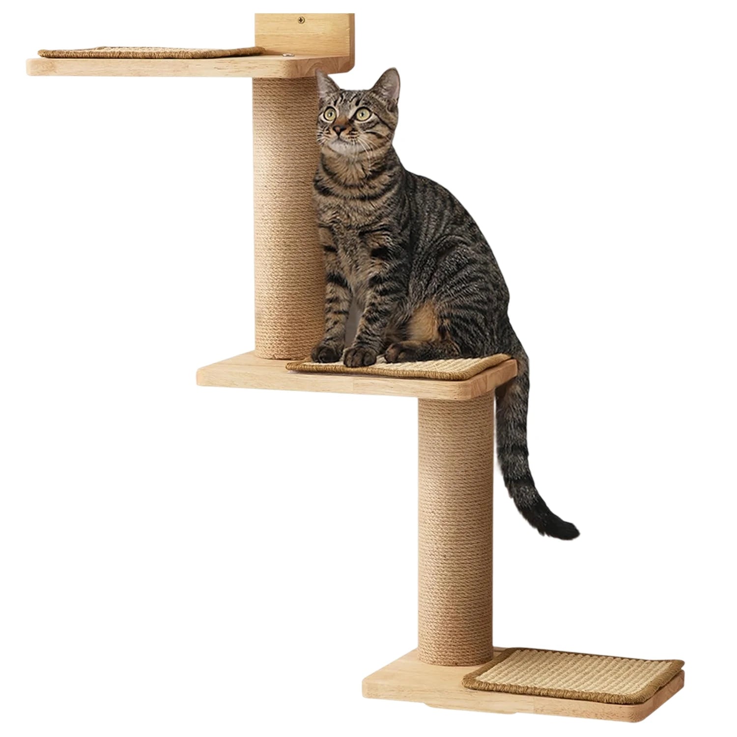 Cat Climbing Shelves Wall Mounted Furniture for Cats Jumping Platform Cat Scratching Post Ladder Wooden Steps Cat Wall Perch