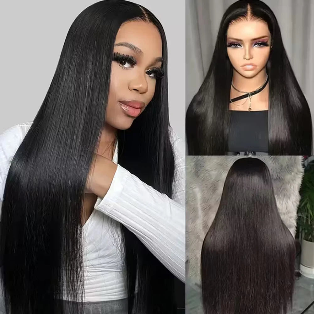 40inch Peruvian Real Human Hair 4x4 Closure Wig Straight HD 13x4 Lace Frontal Wigs Pre Plucked Straight 13x6 Lace Front Wigs