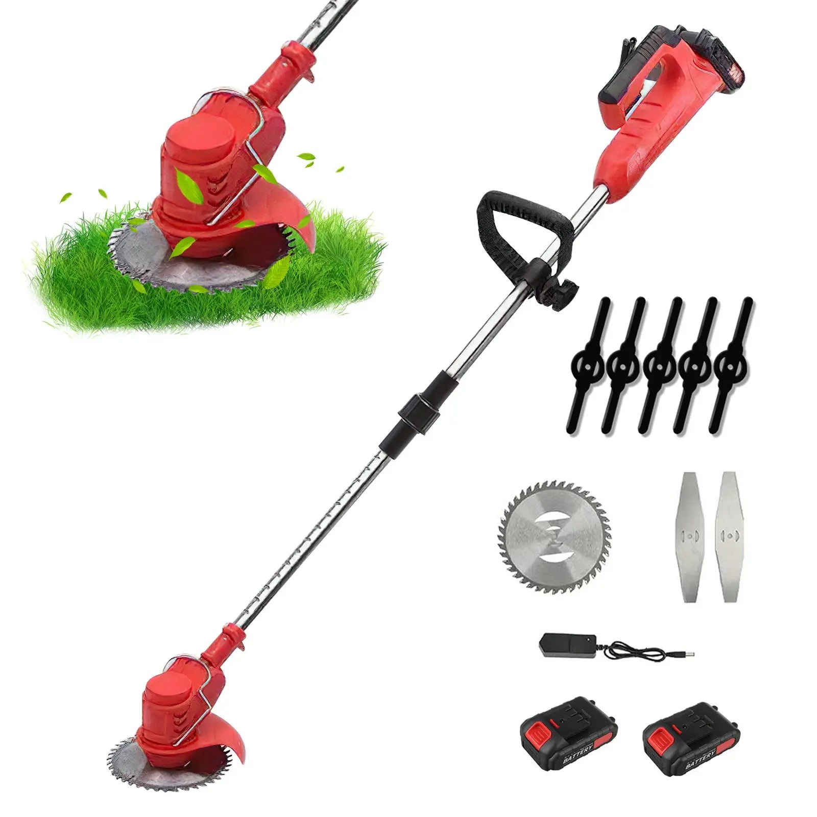 850W/650W Electric Cordless Grass Trimmer 18000PRM Handheld fuel Cup Adjustable Weeder Garden Tool With 2PCS 21V Battery