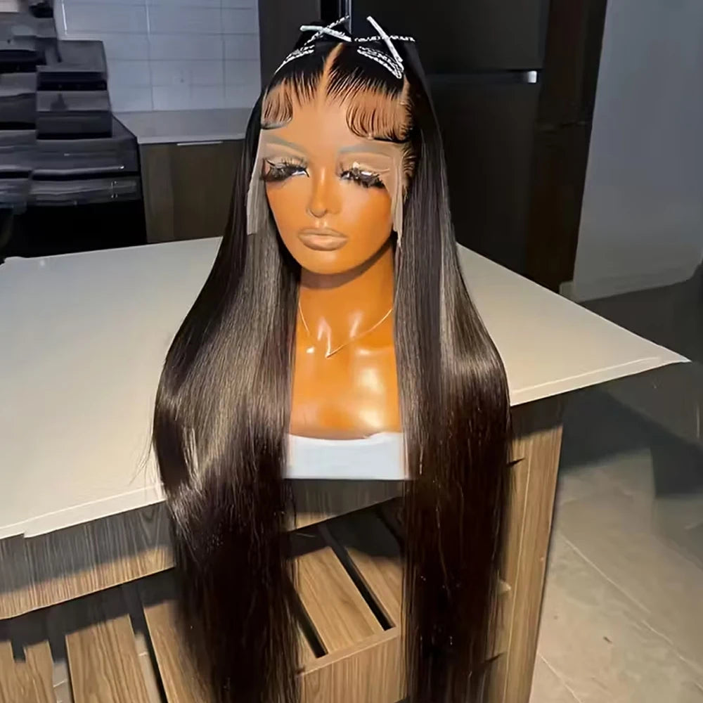 40inch Peruvian Real Human Hair 4x4 Closure Wig Straight HD 13x4 Lace Frontal Wigs Pre Plucked Straight 13x6 Lace Front Wigs