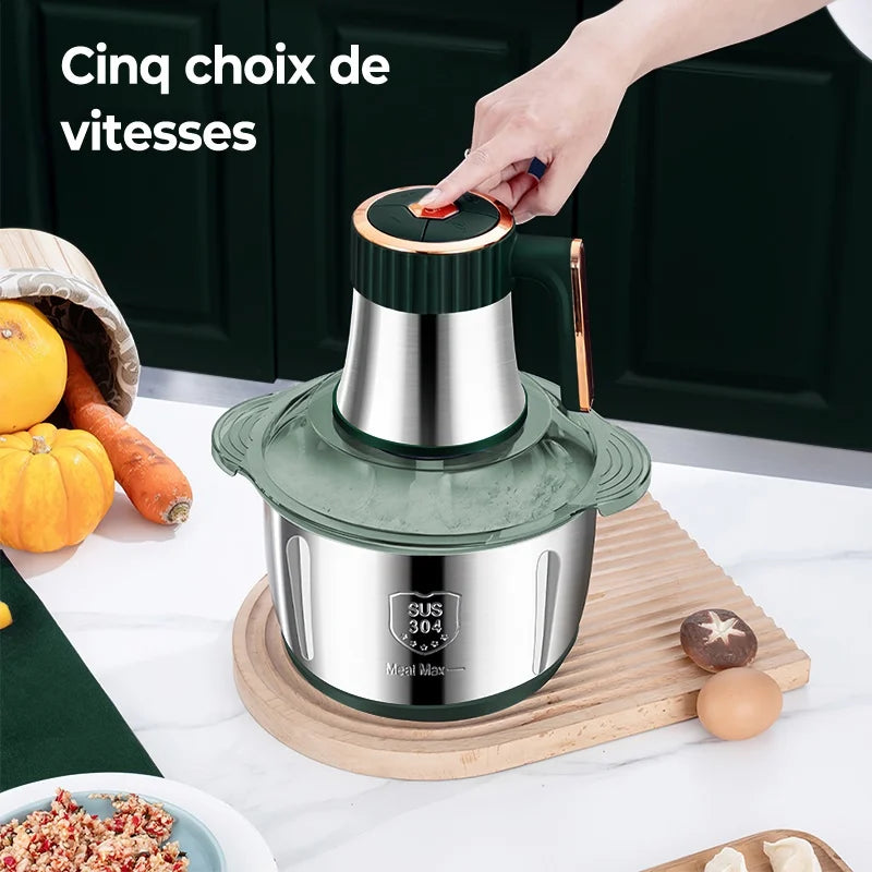5L Electric Meat 5gear Grinders Food Crusher Stainless Steel Multifunctional Vegetable Slicer Processor Chopper