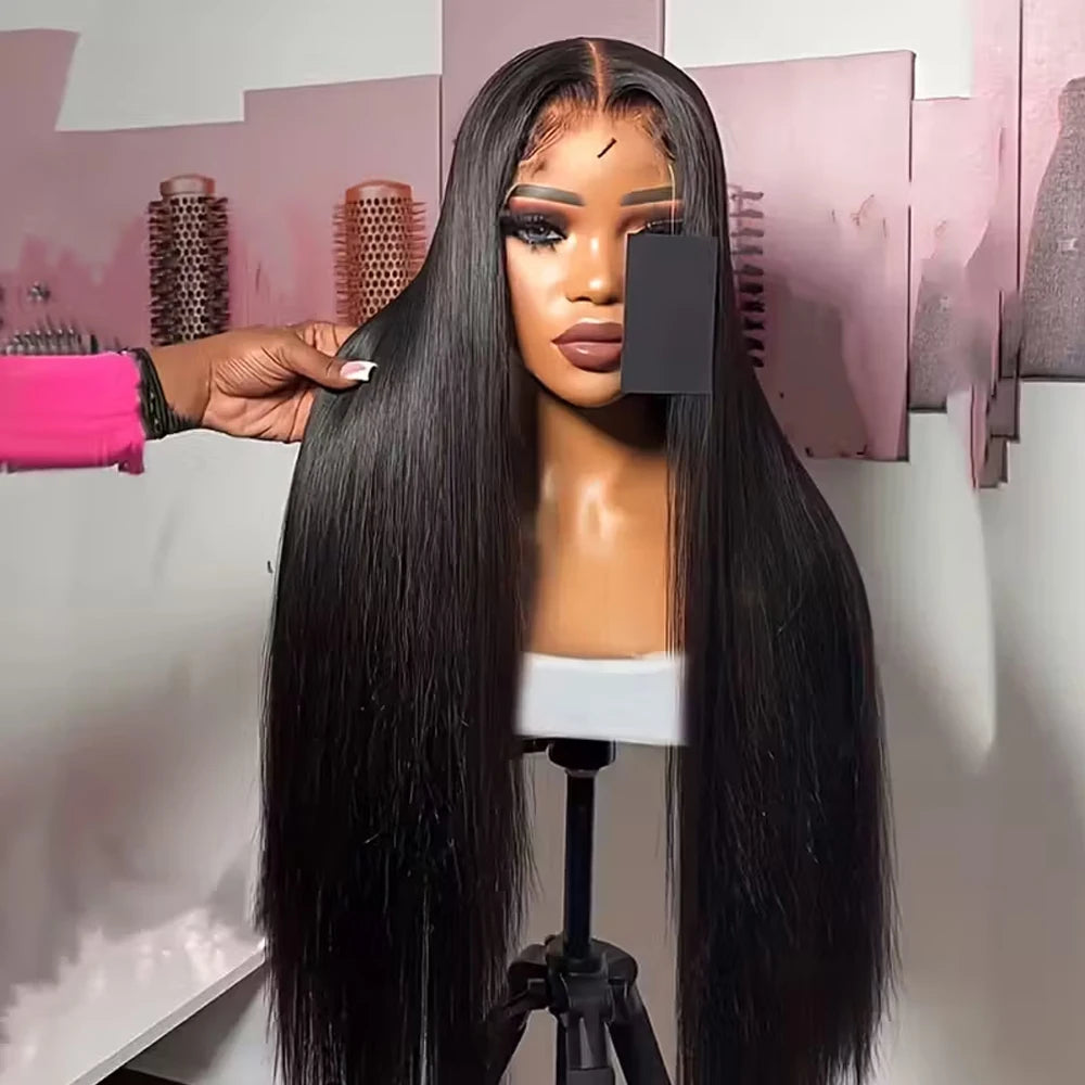 40inch Peruvian Real Human Hair 4x4 Closure Wig Straight HD 13x4 Lace Frontal Wigs Pre Plucked Straight 13x6 Lace Front Wigs