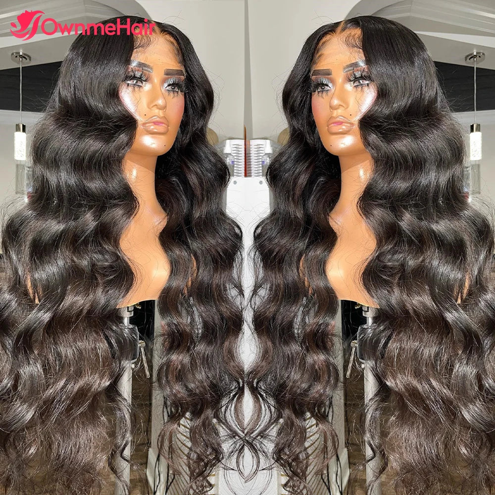 30Inch Ready to Wear and Go 6x6x1 HD Glueless Wig Body Wave Mixed Blend Hair 50% Human Hair Pre Plucked Pre Cut Lace 180%