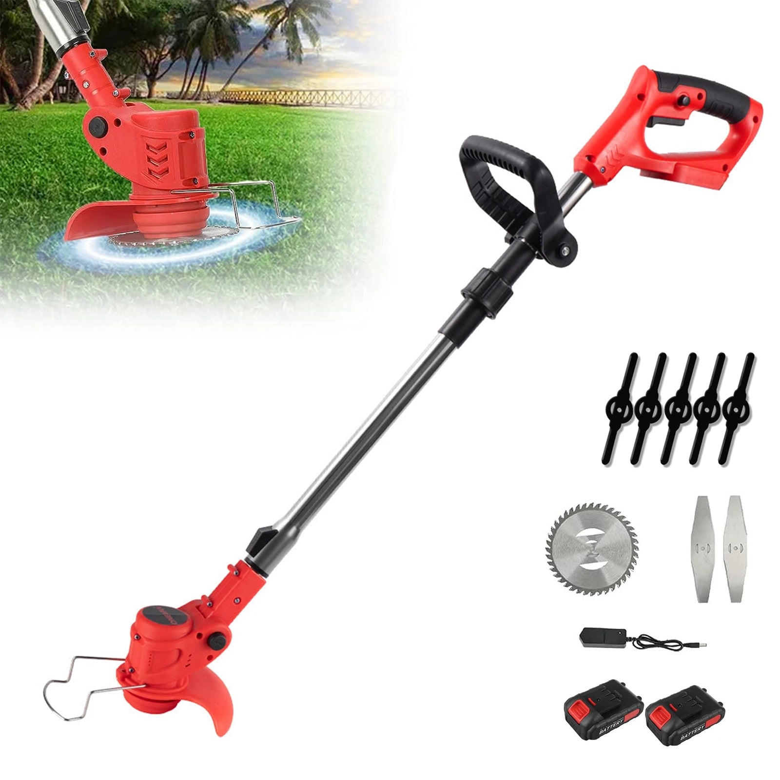 850W/650W Electric Cordless Grass Trimmer 18000PRM Handheld fuel Cup Adjustable Weeder Garden Tool With 2PCS 21V Battery
