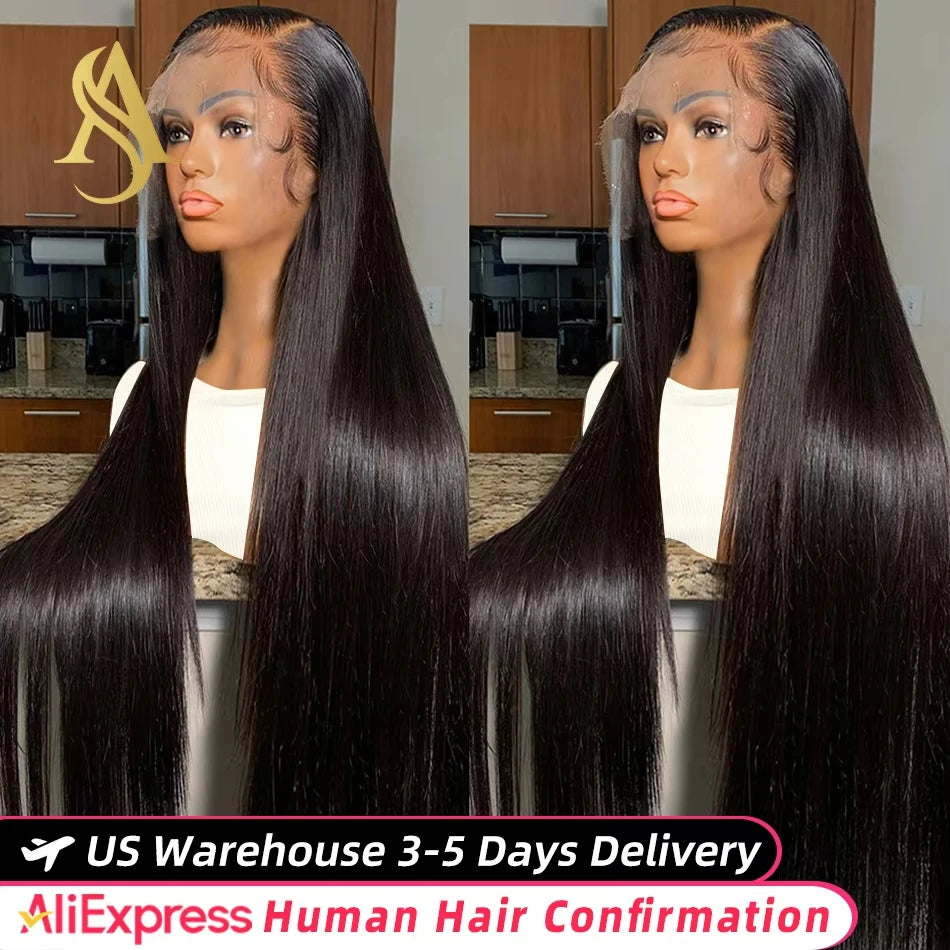 40 46Inch Bone Straight Human Hair Wig 13x6 HD Transparent Lace Front Wig Human Hair 13x4 Brazilian PrePlucked Lace Frontal Wigs