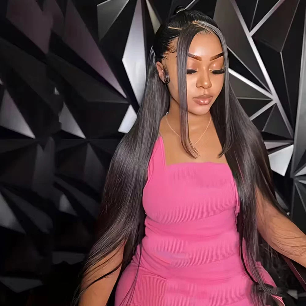 40inch Peruvian Real Human Hair 4x4 Closure Wig Straight HD 13x4 Lace Frontal Wigs Pre Plucked Straight 13x6 Lace Front Wigs