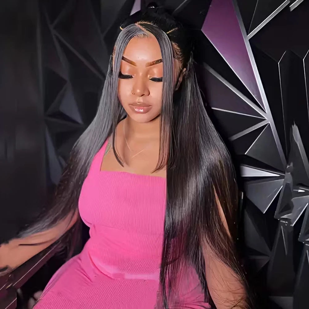 40inch Peruvian Real Human Hair 4x4 Closure Wig Straight HD 13x4 Lace Frontal Wigs Pre Plucked Straight 13x6 Lace Front Wigs