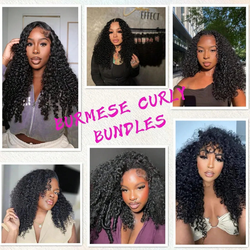Vietnamese Burmese Curly Human Hair Weave Bundles Raw Hair Bundles Hair Extensions Curly Hair Bundles 100% Human Hair Quality