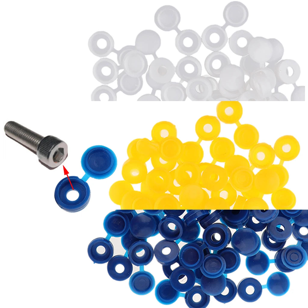 50pcs Plastic Hinged Car Number Plate Fixing Screws Furniture Decorative Screw Cover Caps Exterior Parts