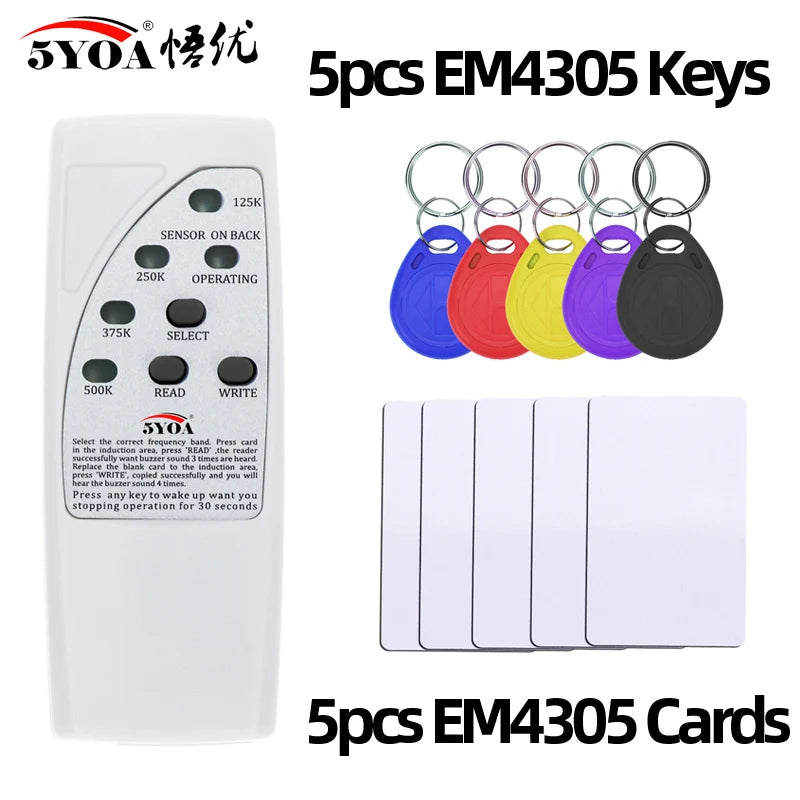 4 Frequency Rfid Card Reader Writer 125KHz Copier Duplicator ID Tags Programmer Light Indicator EM4305 T5577 Key  Keyfob