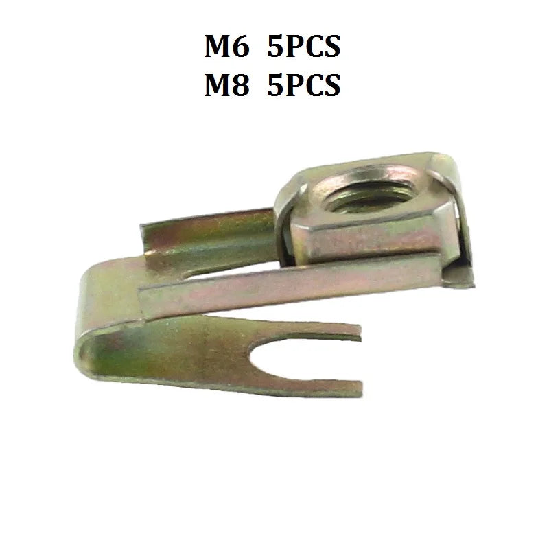 10 Pcs 6mm 8mm Screw Metal Clips Plate U-Type Clips Speed Nuts For Car License Plate Fender Universal