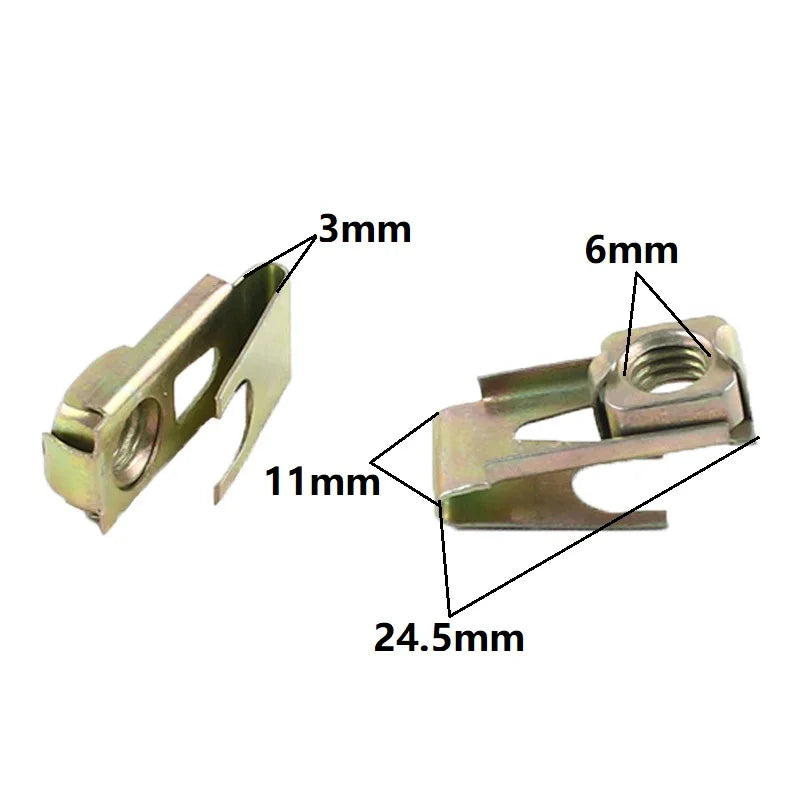 10 Pcs 6mm 8mm Screw Metal Clips Plate U-Type Clips Speed Nuts For Car License Plate Fender Universal