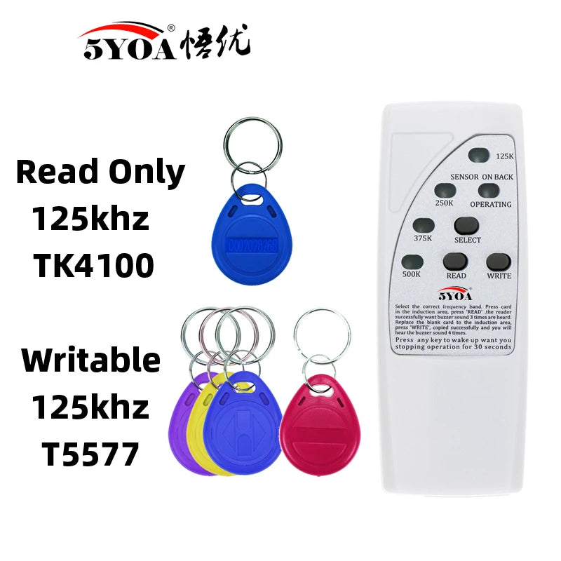 4 Frequency Rfid Card Reader Writer 125KHz Copier Duplicator ID Tags Programmer Light Indicator EM4305 T5577 Key  Keyfob