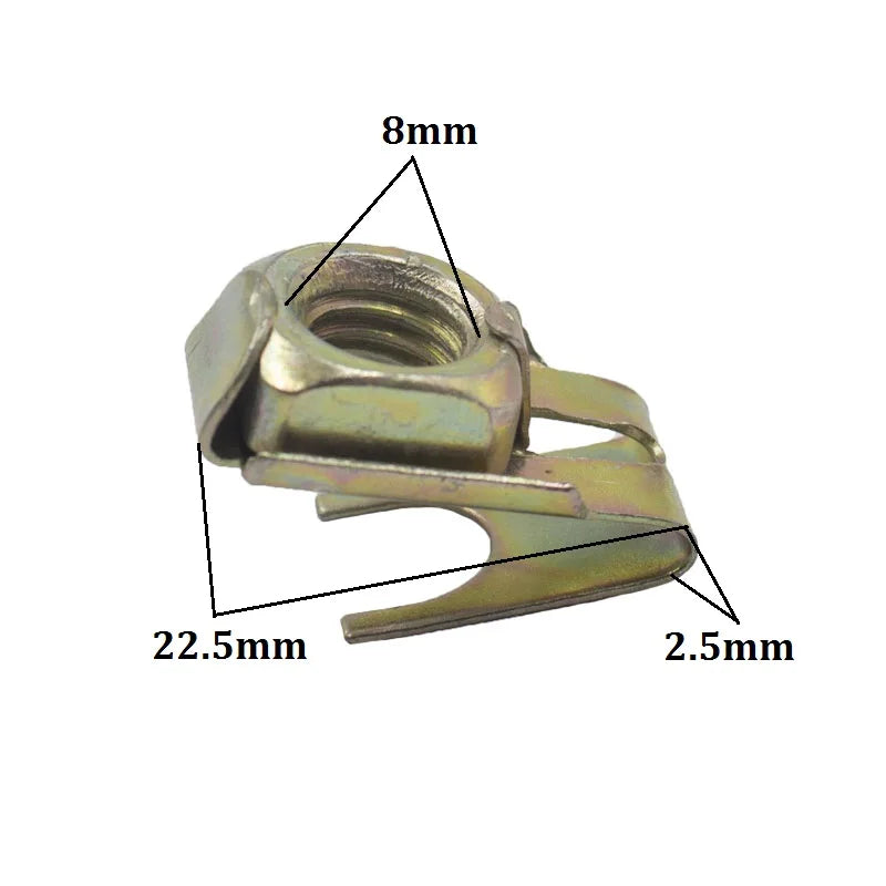 10 Pcs 6mm 8mm Screw Metal Clips Plate U-Type Clips Speed Nuts For Car License Plate Fender Universal