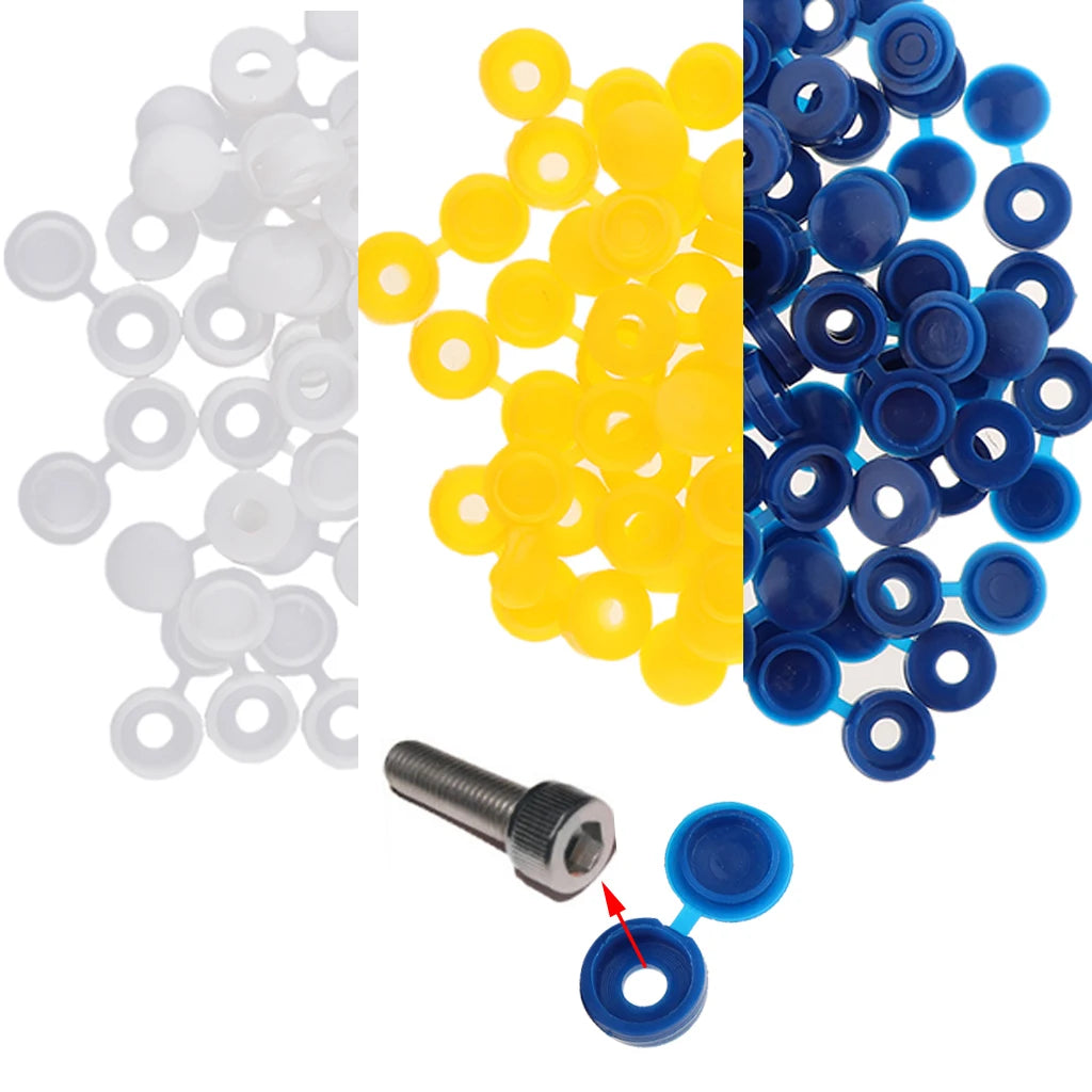 50pcs Plastic Hinged Car Number Plate Fixing Screws Furniture Decorative Screw Cover Caps Exterior Parts