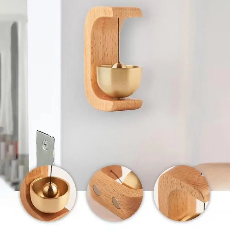 Doorbell Aesthetic Solid Wooden Magnetic Brass Wind Chimes Wireless Doorbell Entrance Door Bell Pendant Home Decorations