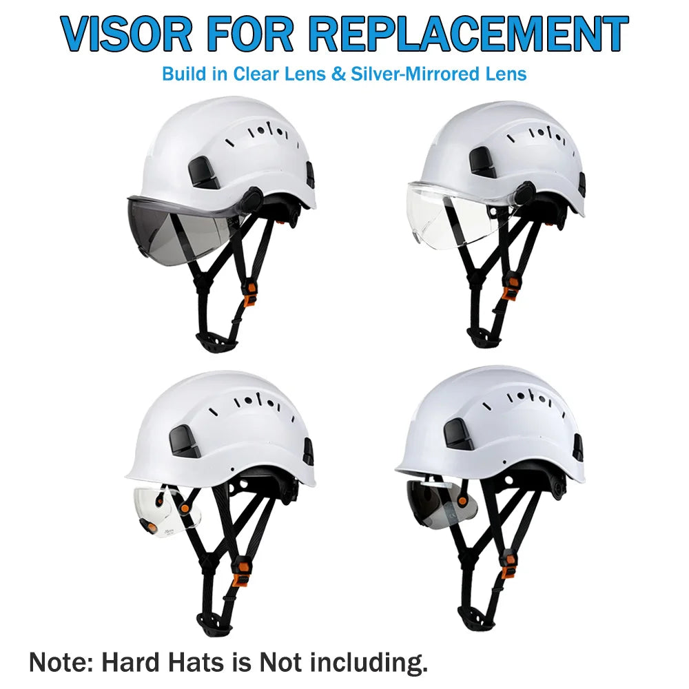 CE Visor fo Safety Helmet Construction Hard Hat Accessories Safety Goggles for Helmet Replacement PC Material Eye Protector ANSI