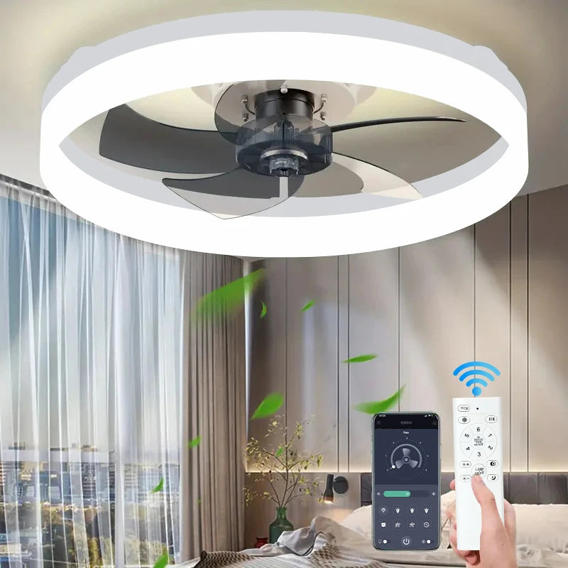 Ceiling Fan with Light Remote Control Modern Silent 6-speed LED Light Fan Smart Ceiling Fan For Bedroom  Living Room Decoration