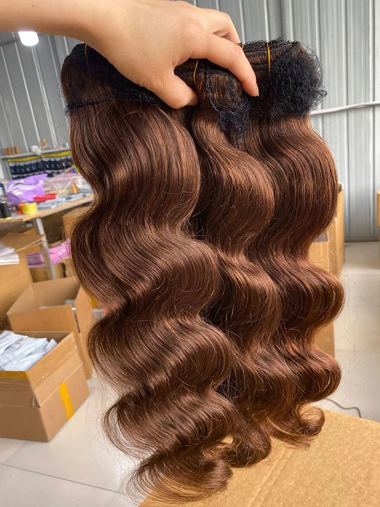 Brazilian #4 Chocolate Brown Body Wave Human Hair 1/3/4 Bundles Deal Human Hair Weaving Virgin  Human Hair Extension for Women