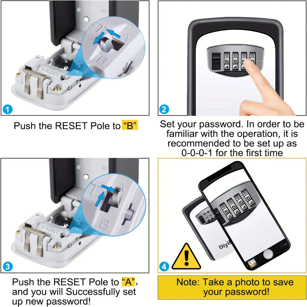 1pc Ultra-Secure Flip Top Key Safe Box,expensive all-metal Key Storage with Combination Access for Home,Emergency