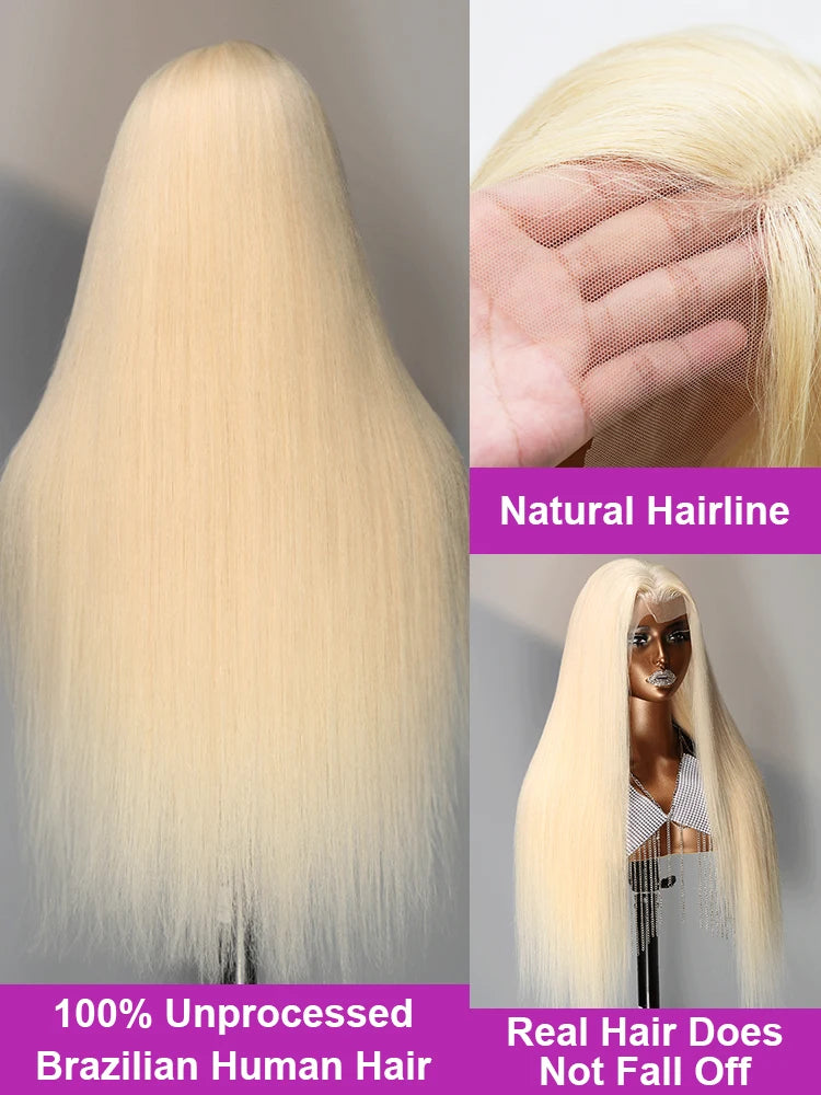 30 40 Inch 613 Honey Blonde 13x6 Hd Transparent Lace Front Human Hair 13x4 Bone Straight Lace Frontal Wig for Women 250 Density