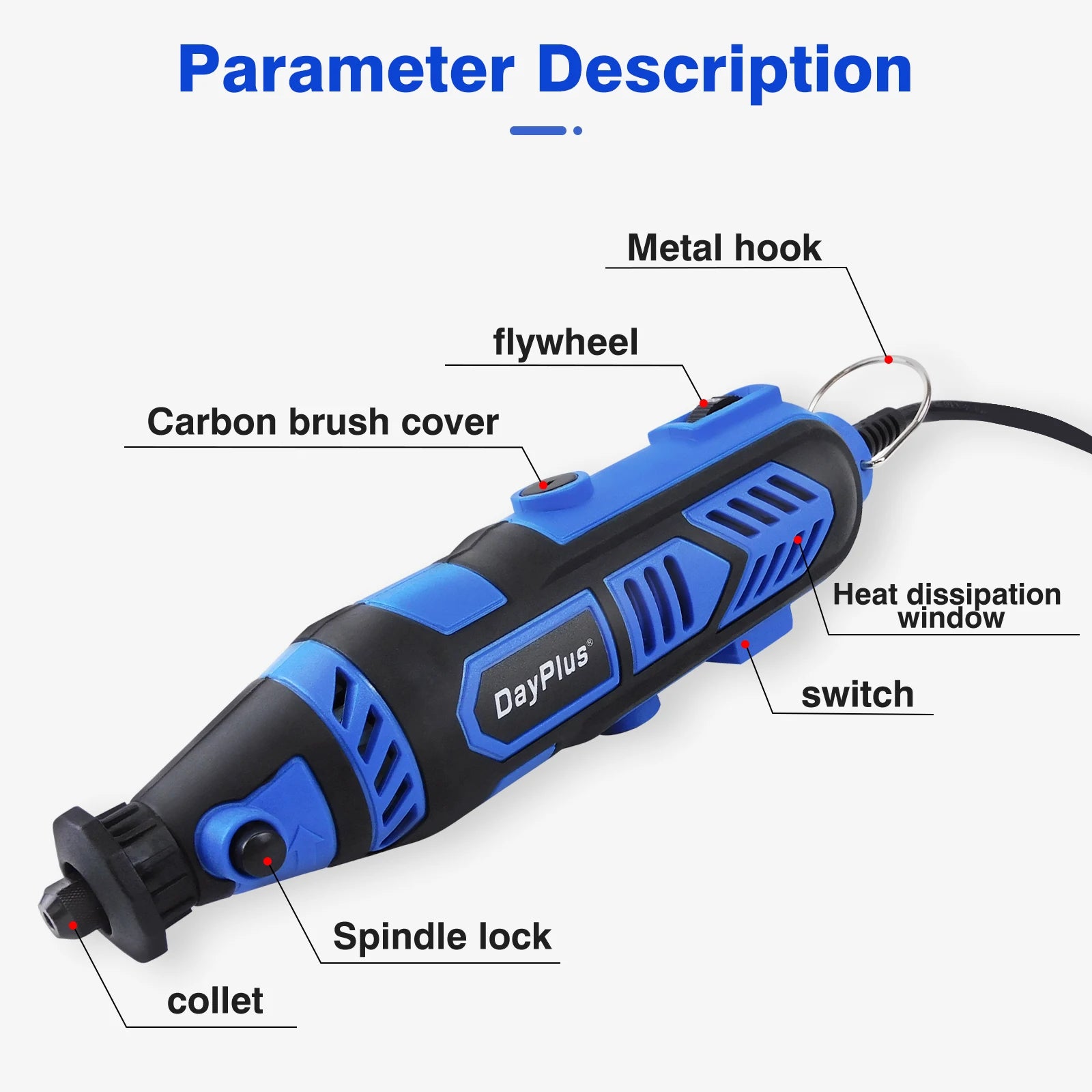 DayPlus 135W Rotary Tool Kit with 80pcs Accessories & Storage Case 6 Speeds Electric Drill Bits Tool for Crafting DIY Projects
