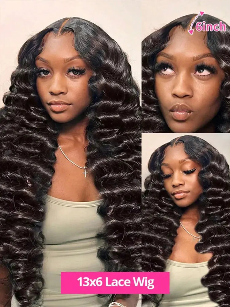 42 Inch 250% Density Deep Wave 13x6 HD Lace Front Human Hair Wig 5x5 Gluless Deep Wave Human Hair Wig PrePlucked With Baby Hair