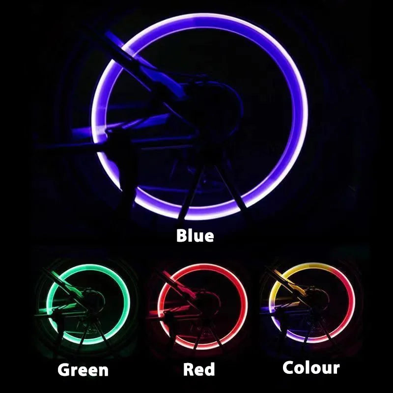 2PCS Colorful LED Wheel Valve Lights Motorcycles Bicycles Car Wheel Tire Valve Caps Universal Dustproof Bicycle Valve Cover