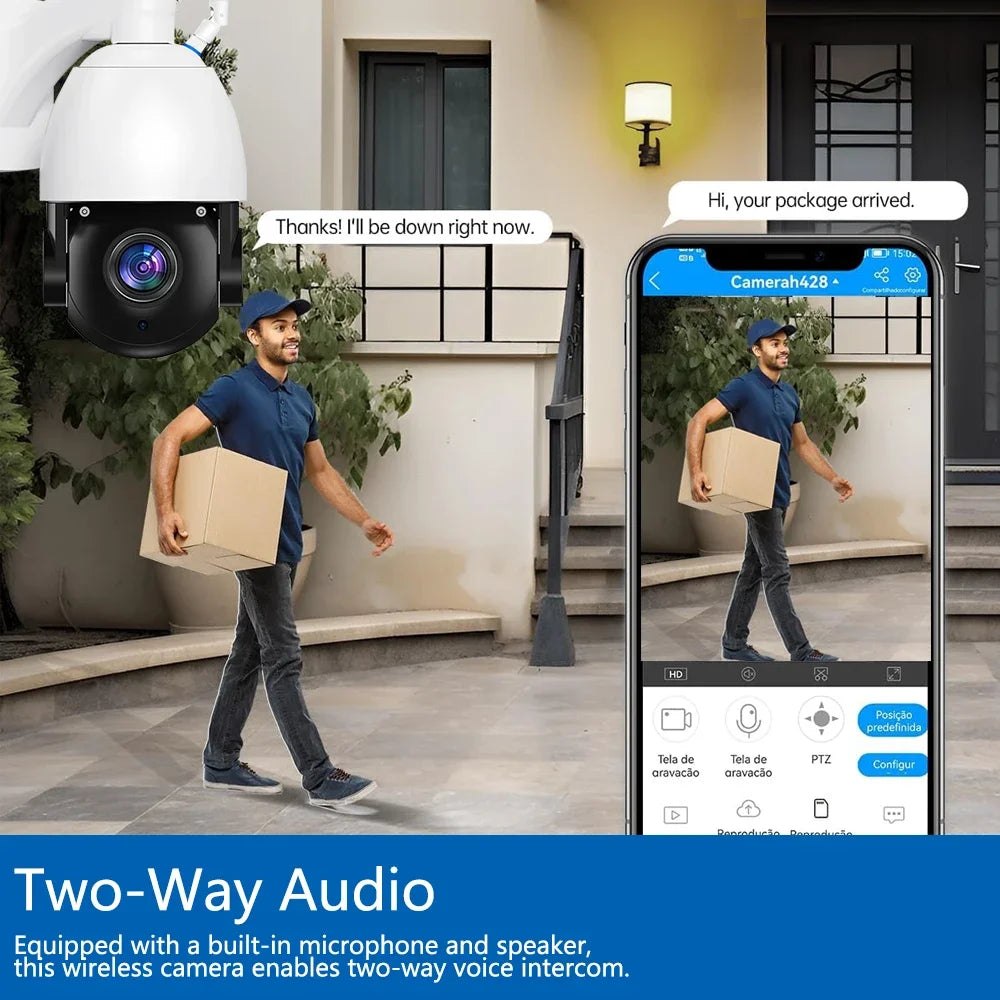 4K 8MP 50X Zoom PTZ IP Camera WiFi CCTV Outdoor AI Human Alarm Onvif Speed Dome Cam 200M IR Night Distance Camera iCSee APP