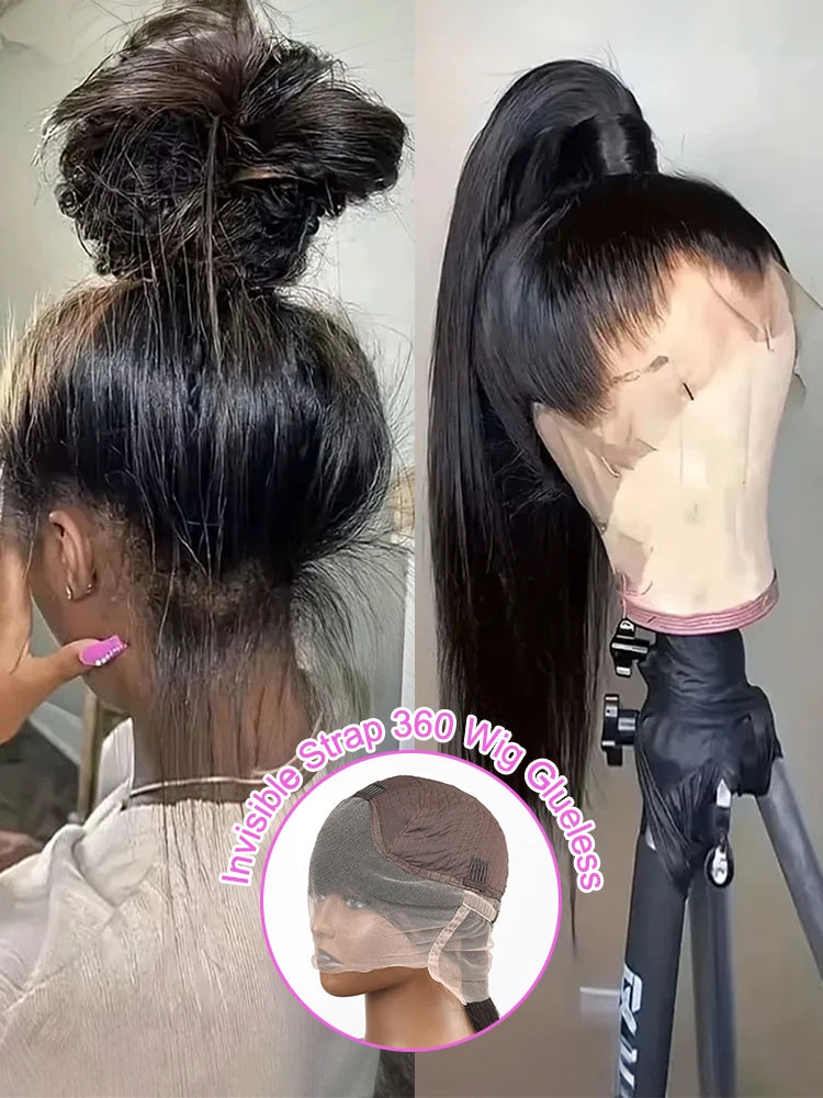 40 46 inch Bone Straight 13x4 13x6 Transparent HD Lace Front Wigs Brazilian Human Hair 300% Density 360 Full Lace Wigs For Women