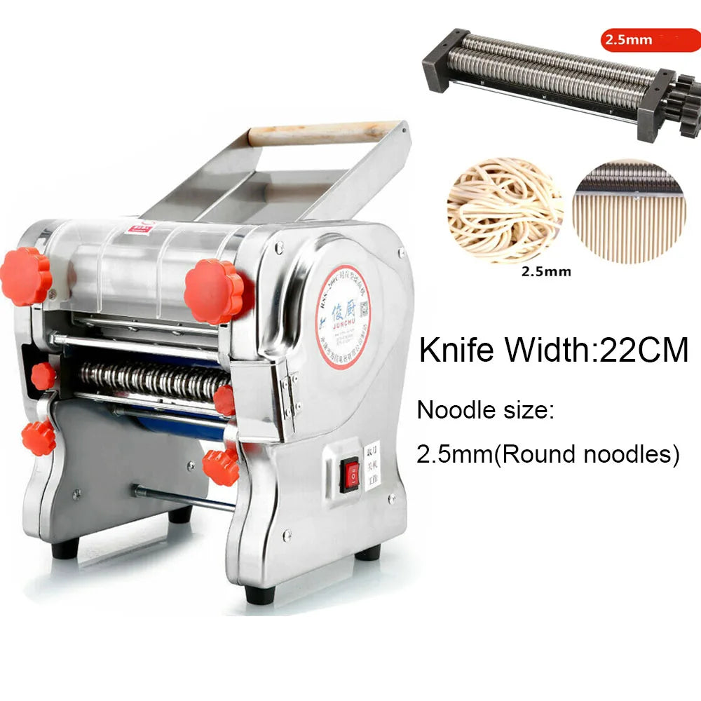 550W Electric Pasta Maker Noodle Machine Dumpling Skin Roller Steel  Full Stainless Steel Dual Knife Noodle Maker For Commercial