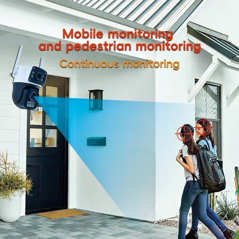 8MP 4K WIFI IP Camera PTZ Outdoor Waterproof Dual Screen AI Human Detection Dual Lens Two-way Audio CCTV Video Security Cameras