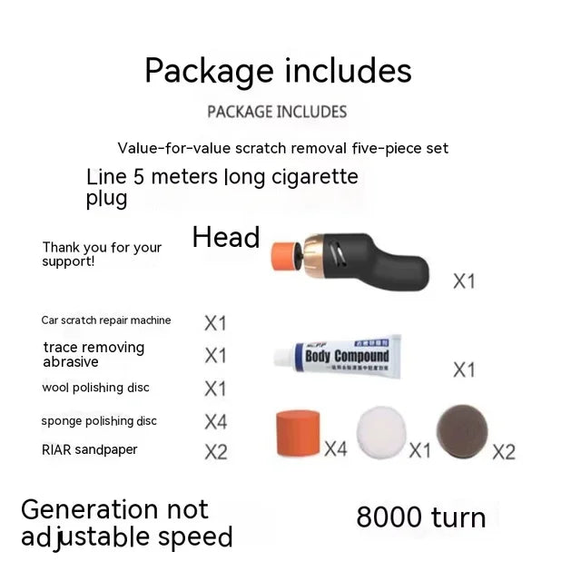 Car Scratch Remover Polisher Car Polishing Machine Adjustable Speed Sanding Waxing Machine Mini Electric Beauty Scratch Remover