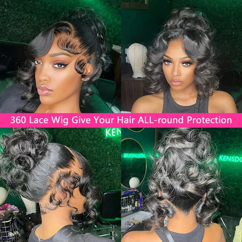 250 Density Body Wave HD 360 Full Lace Wigs Invisible Strap Drawstring Hd 360 Lace Front Glueless Wigs Human Hair Preplucked