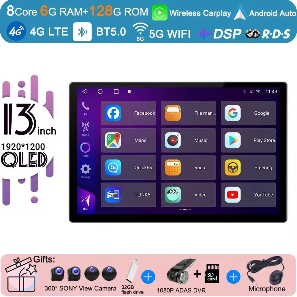 Android 15 13 Inch For Volkswagen VW Passat B6 B7 CC 2007-2015 Car Radio Multimedia Video Player Navigation GPS CarPlay