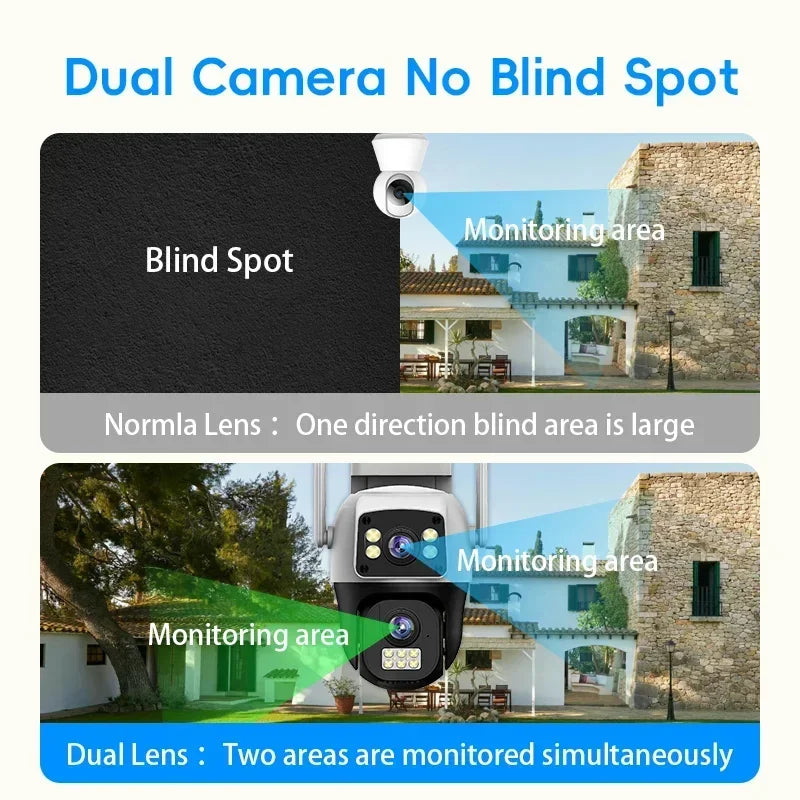8MP 4K WIFI IP Camera PTZ Outdoor Waterproof Dual Screen AI Human Detection Dual Lens Two-way Audio CCTV Video Security Cameras