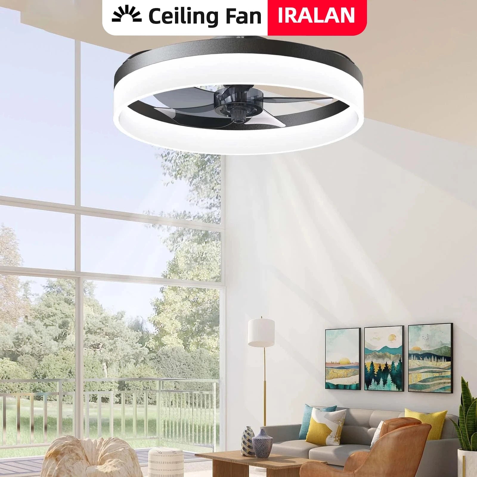 Ceiling Fan with Light Remote Control Modern Silent 6-speed LED Light Fan Smart Ceiling Fan For Bedroom  Living Room Decoration