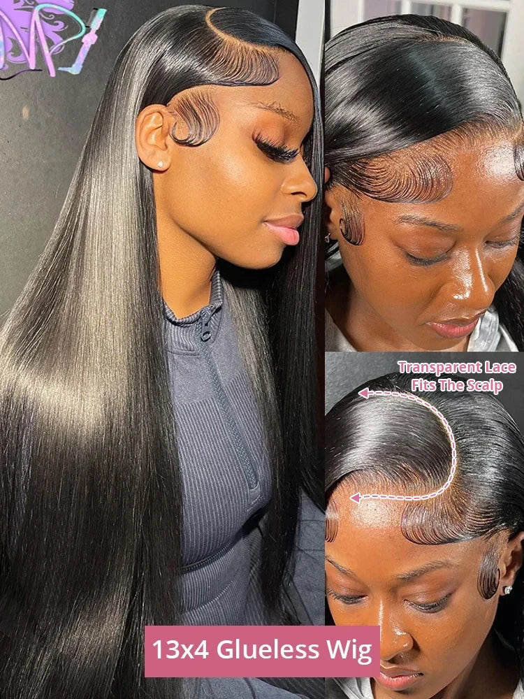 30 40 Inch Bone Straight 7x5 13x4 Glueless Wig Human Hair Ready To Wear 13x6 HD Lace Frontal Wig For Women Pre Cut No Glue 250%