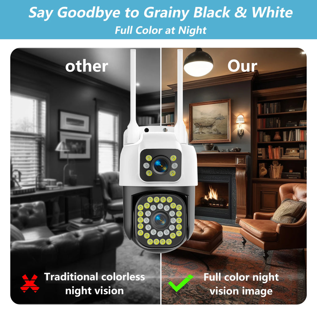 8MP Dual Lens WiFi Surveillance Camera 4K Outdoor PTZ IP Camera Auto Tracking Audio Video ONVIF Security CCTV Camera YOOSEE