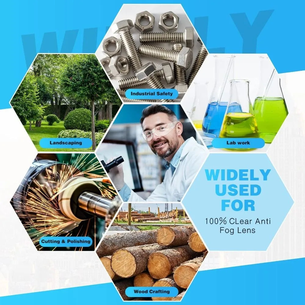 Anti-Fog Clear Safety Glasses Protective Eyewear For Men Women Scratch & Impact Resistant Eye Protection For Work, Lab(10pcs)