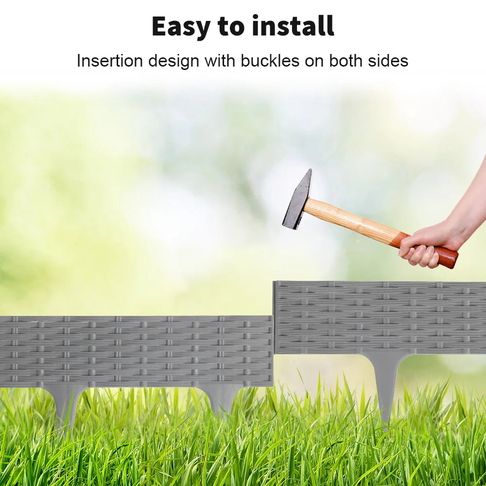 1/2/4pcs Garden Edging Border Imitation Rattan Fence Panel Patio Outdoor Grass Barrier Landscape Lawn Flower Gardening Supplies