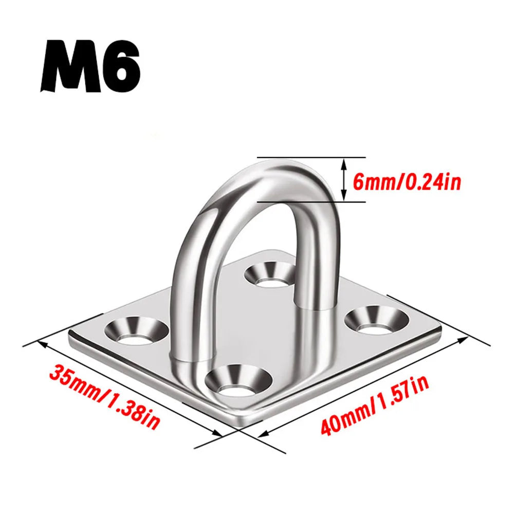 1-10PCS Wall Mounting Hook Pad Eye Plates Marine Hardware Multifunctional Wall Mount Hooks for Exercise Resistance Bands Swing