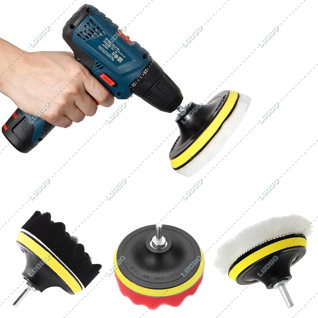 Car Detailing Headlight Restoration Sponge For Auto Polishing Waxing Washing Cleaning Wool Pad Backing Plate Sandpaper Kit