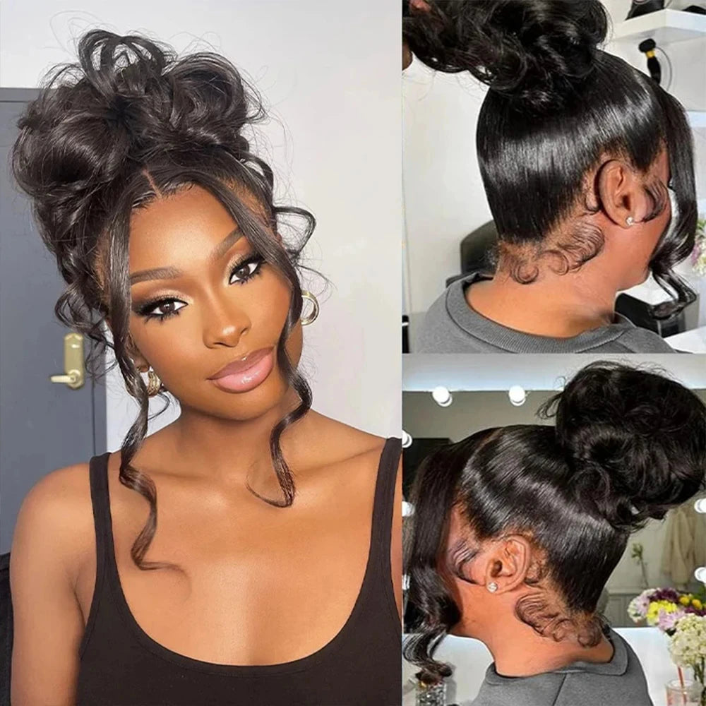 250 Density Body Wave HD 360 Full Lace Wigs Invisible Strap Drawstring Hd 360 Lace Front Glueless Wigs Human Hair Preplucked