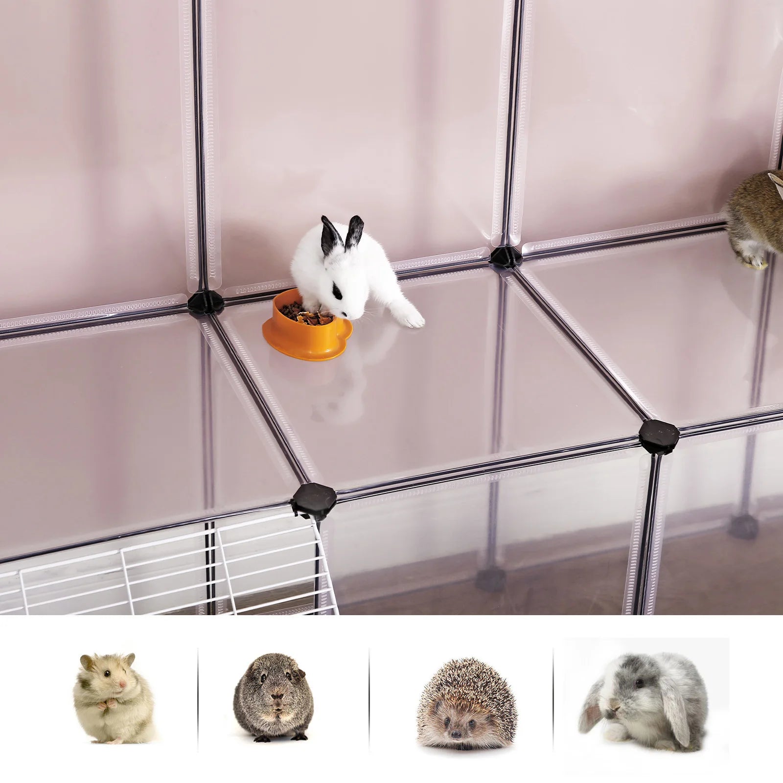 Enclos modulable - 143 x 108 x 92 cm - Parc pour petits animaux - Cochon d'Inde - Lapins - Hamsters - Rongeur - Blanc