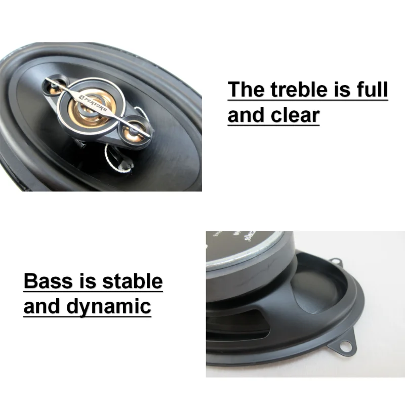 A pair of 4x6-inch coaxial four-way car audio speakers, 500W maximum power, 50W RMS, high-power sound quality, 4 ohm impedance