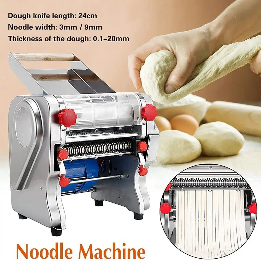 550W Electric Pasta Maker Noodle Machine Dumpling Skin Roller Steel  Full Stainless Steel Dual Knife Noodle Maker For Commercial
