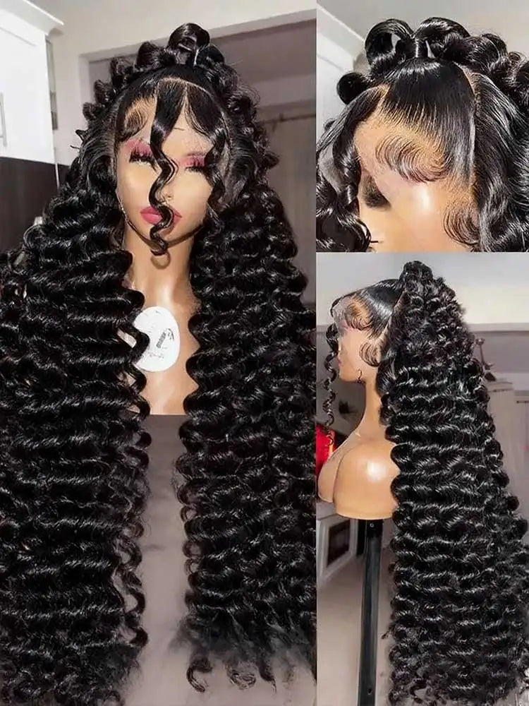 40 Inch Loose Deep Wave 13x4 13x6 Lace Front Human Hair Wigs 250 Density Water Curly Nature Wave HD Lace Frontal Wig Preplucked