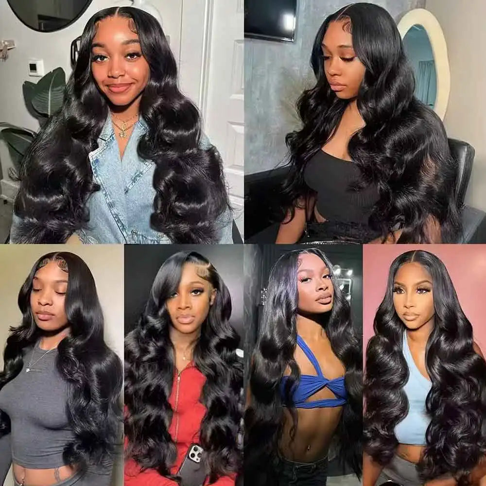 Gluless Body Wave Human Hair Wigs 13x6 HD Transparent Lace Frontal Human Hair Wigs 30 40 Inch Remy Body Wave Lace Front Wig