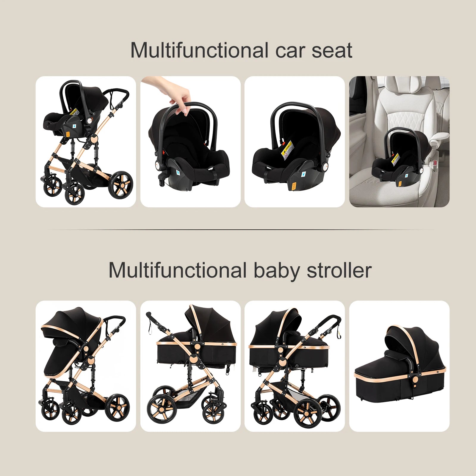 baby stroller Baby carriage Lightweight stroller Baby cars 3 in 1 mother kids Multifunctional luggage stroller baby cart pram